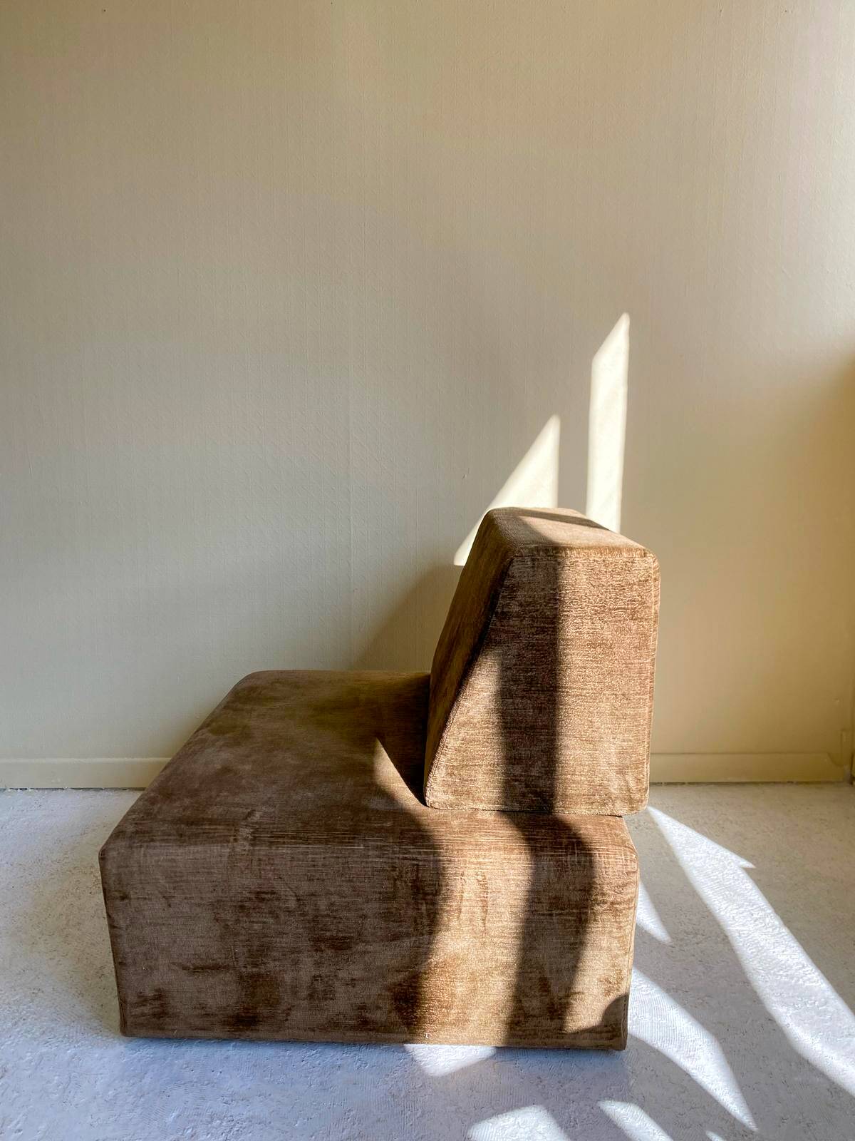 Vintage brown velvet armchair from the 1970s