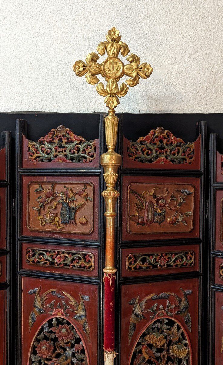 Bâton de procession en bois doré fin XVIII