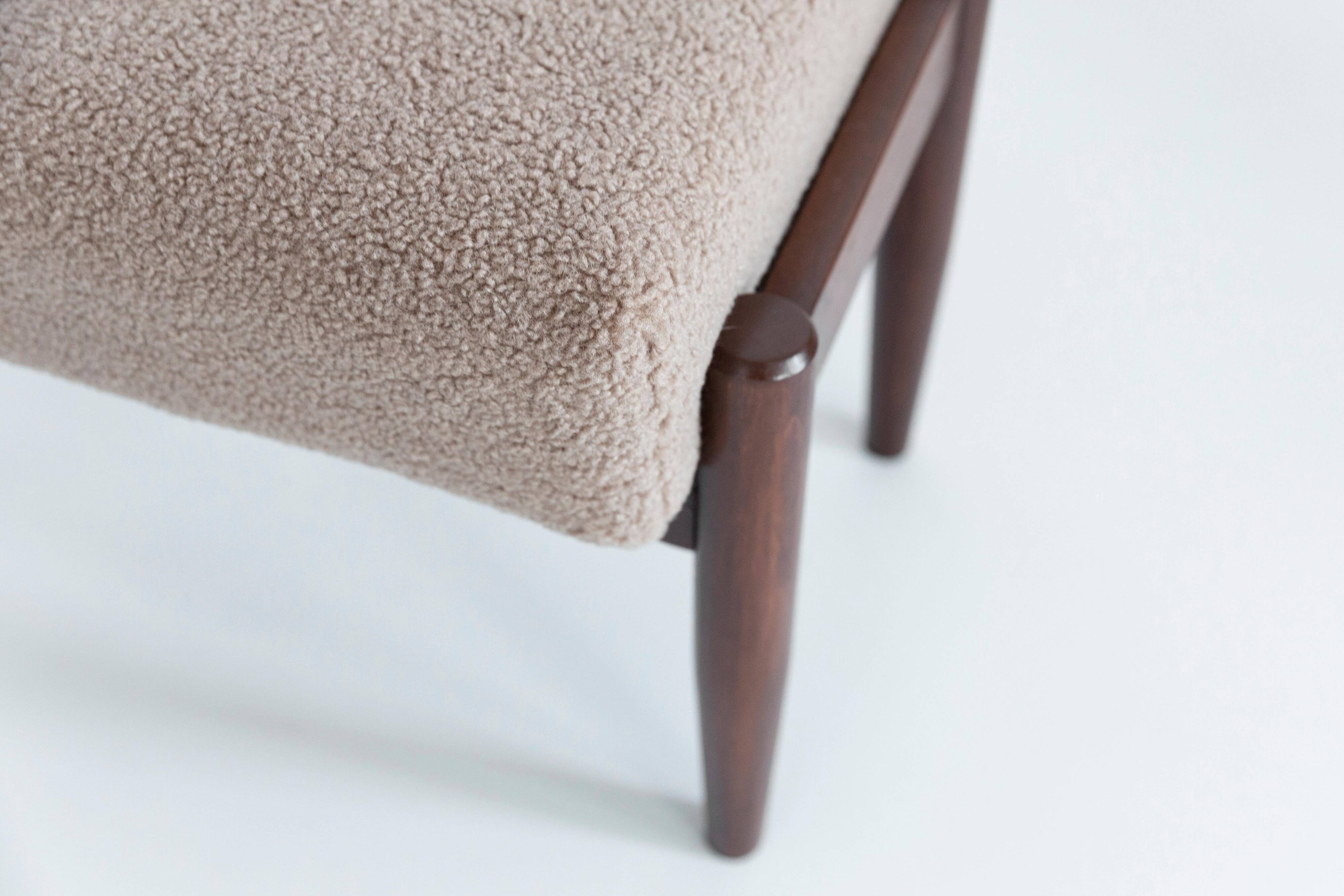 Vintage camel bouclé stool mid-century, Edmund Homa, 1960s
