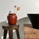 Brutalist ochre terracotta pot