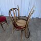 Set of 4 Vintage Bentwood Bistro Chairs, Red Upholstery