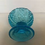 Baguier en verre moulé bleu