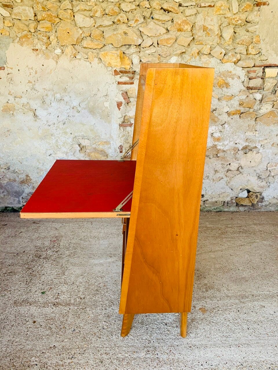 Vintage secretary on feet compass Scandinavian style, circa 50's