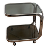 Coffee table or serving trolley on wheels. 1970. Space age.