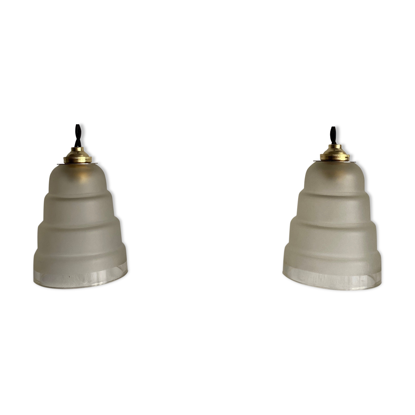 Lot 2 art-deco "skyscraper" hanging lamps