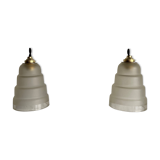 Lot 2 art-deco "skyscraper" hanging lamps