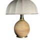 Large midcentury pencil reed rattan bamboo mushroom table lamp, 1970s