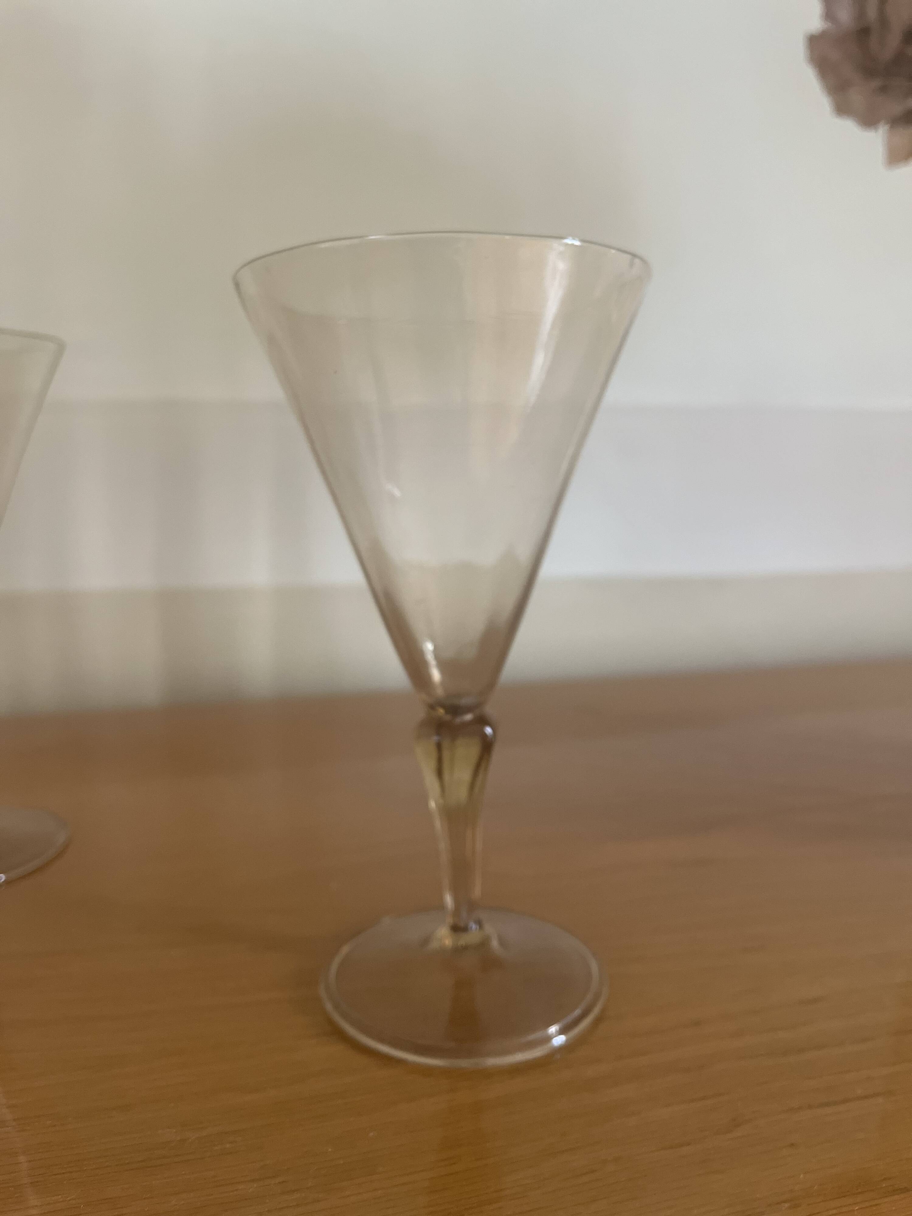 6 Art Deco Murano glass water glasses by Venini by Vittorio Zecchin