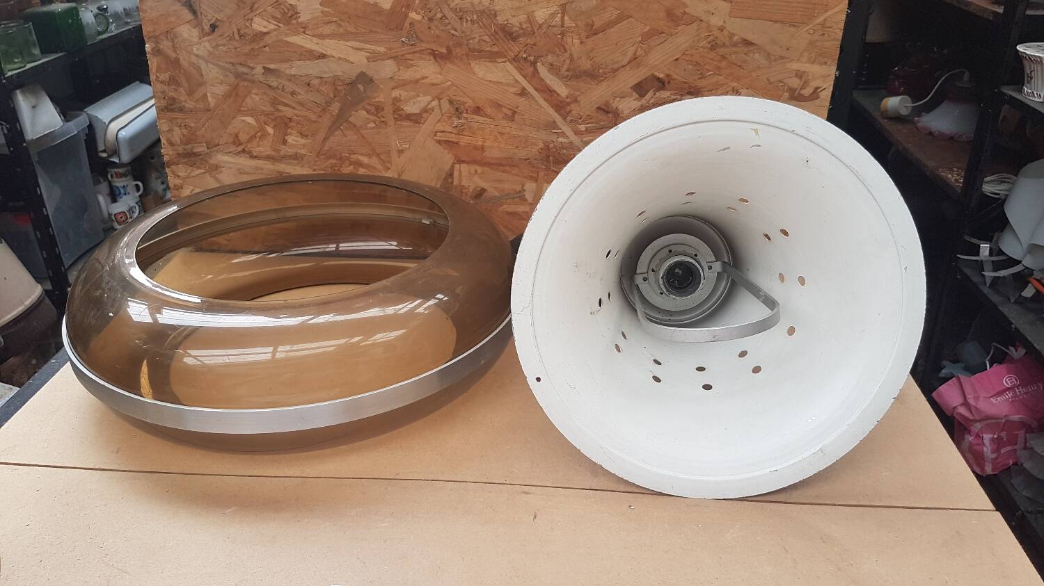 Old space age djikstra pendant lamp plexi & aluminum adjustable vintage