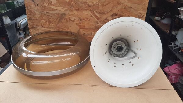 Ancienne suspension space age djikstra plexi & alu reglable vintage