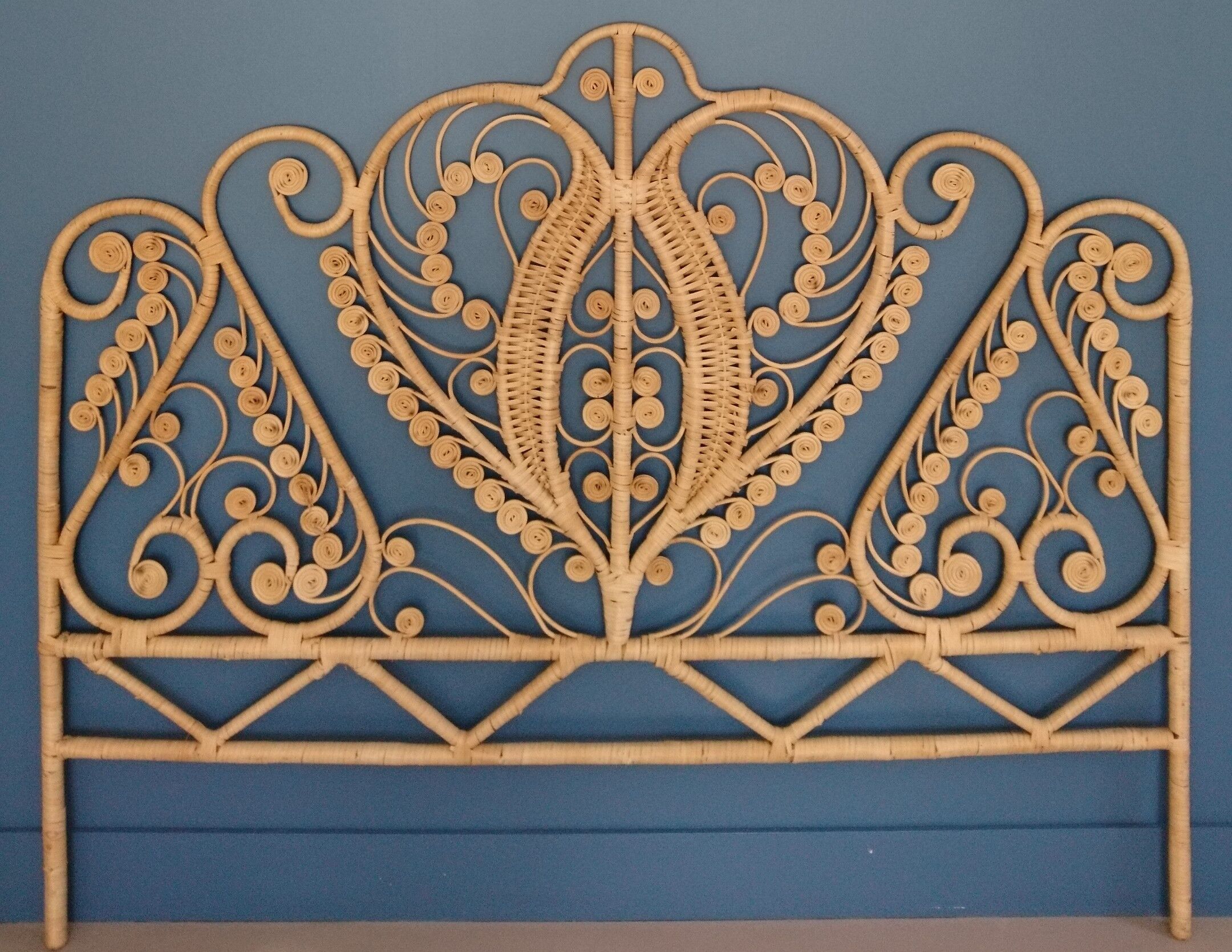 Peacock headboard rattan