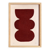 Abstract painting on paper, dark red illustration signed Eawy.