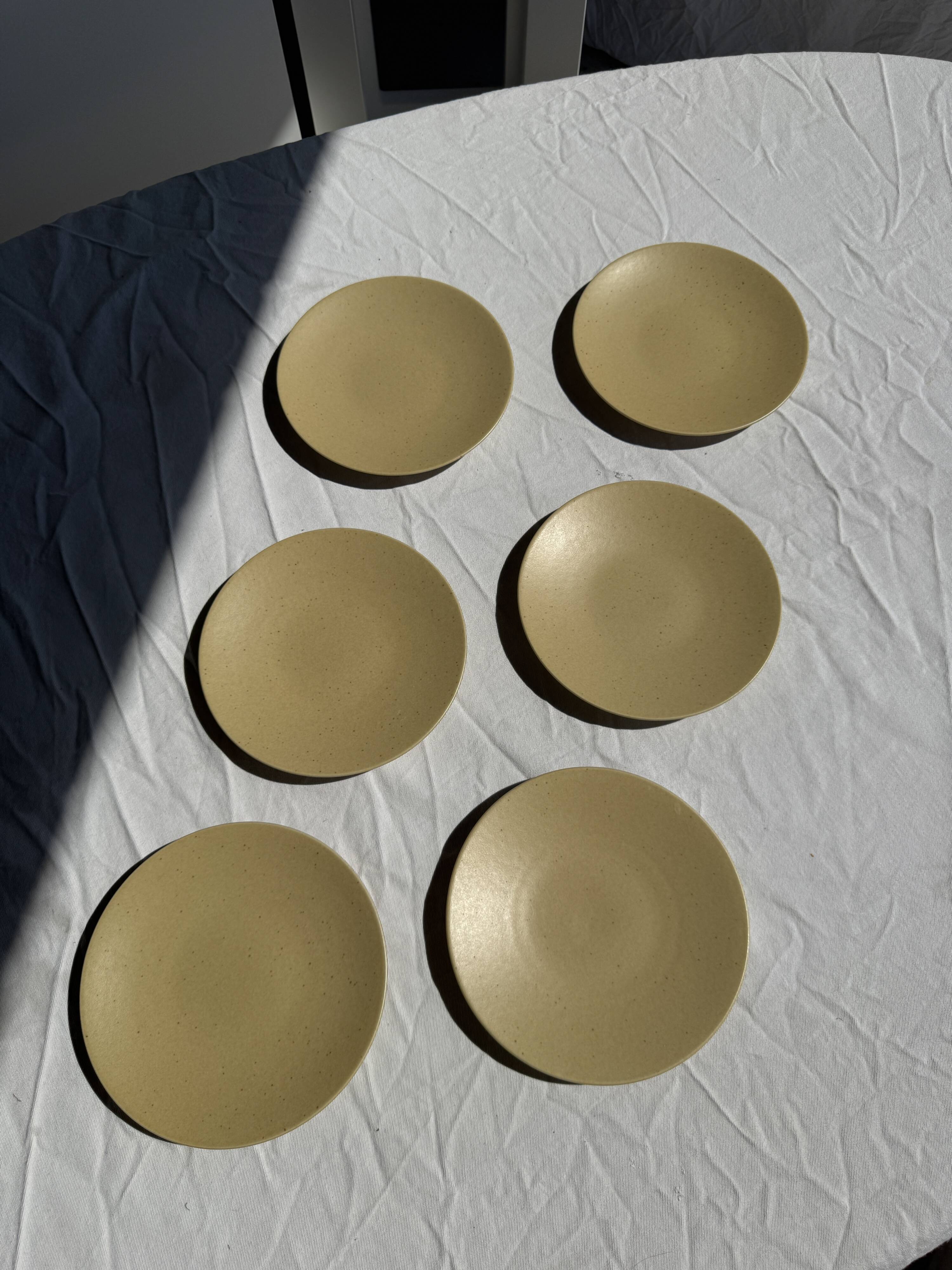 Set of 6 genuine natural stoneware dessert plates D20.5