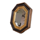 Miroir ancien en bois octogonal noir et doré