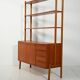 Scandinavian teak bookcase with pull-out desk