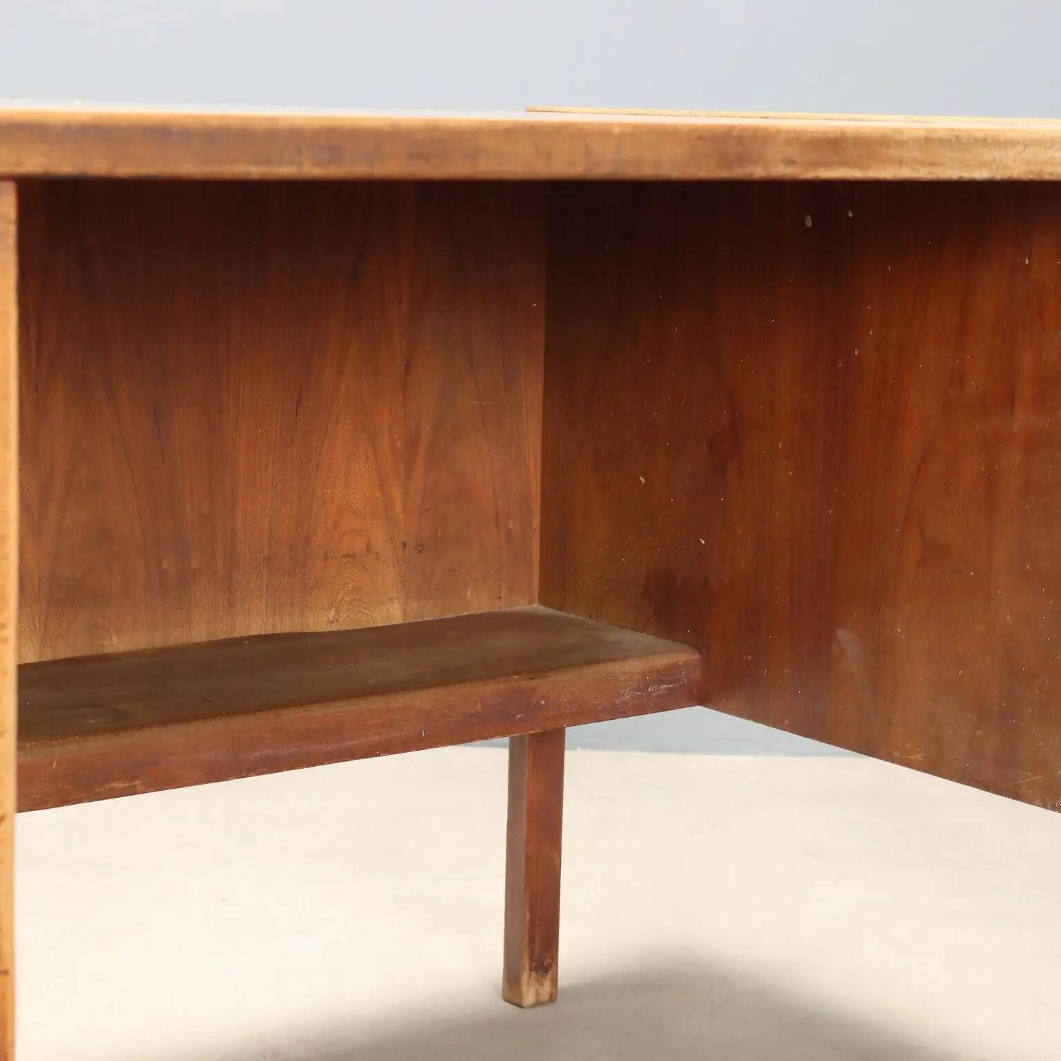 Vintage writing desk in laminated wood, 2 drawers, 1960s design