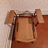 Folding rattan lounge chair, or chaise longue