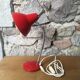 Vintage desk lamp red metal and stainless steel