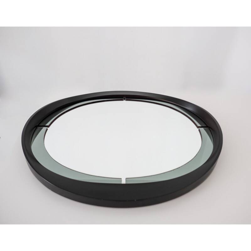 Round smoked glass wall mirror, Italy 1970s
