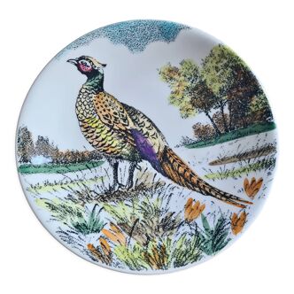 Gien plate Chambord model pheasant pattern