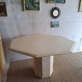 Hexagonal travertine dining table 80s