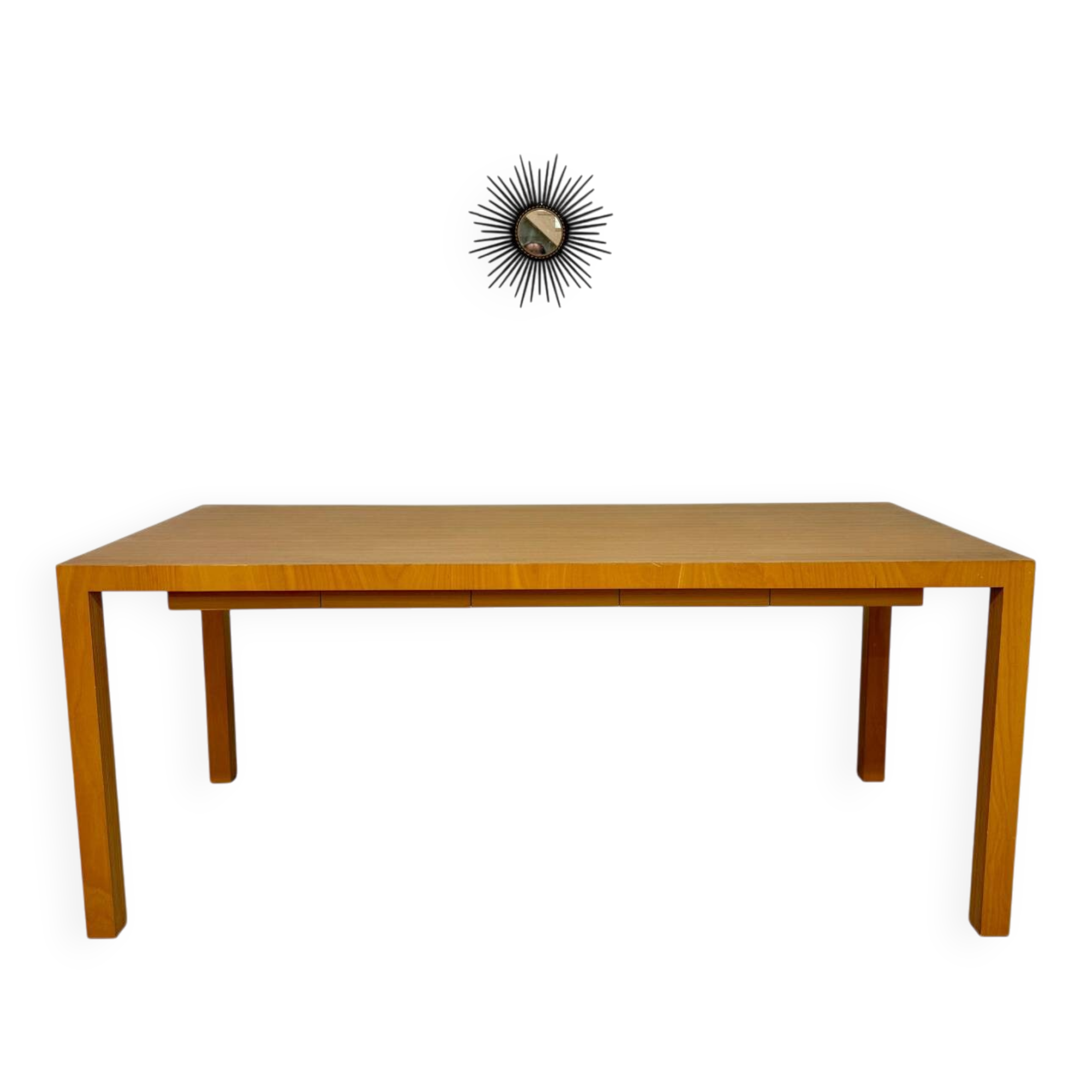 Post-modern striped wood table with drawers, design 80.