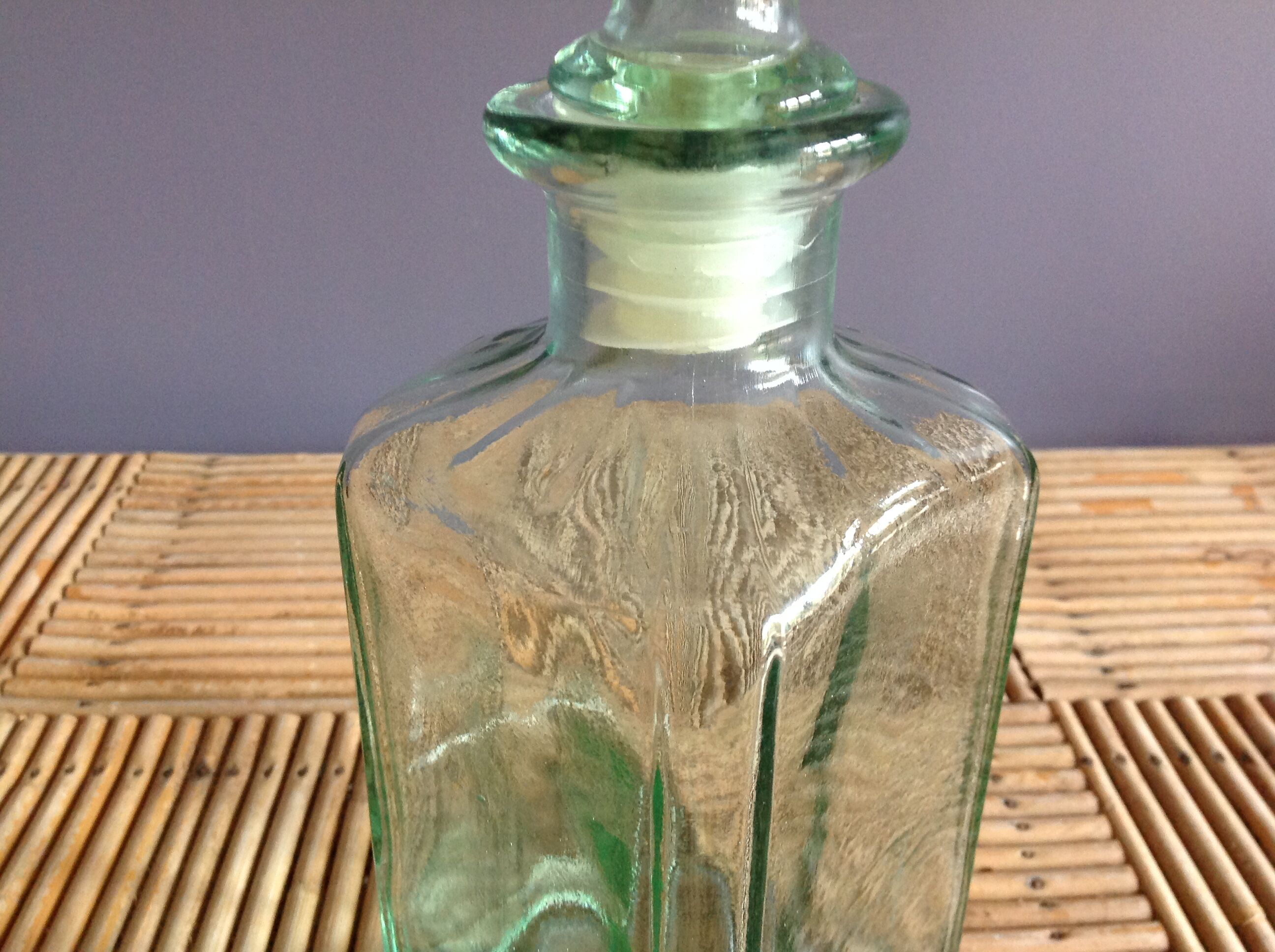 Green glass carafe
