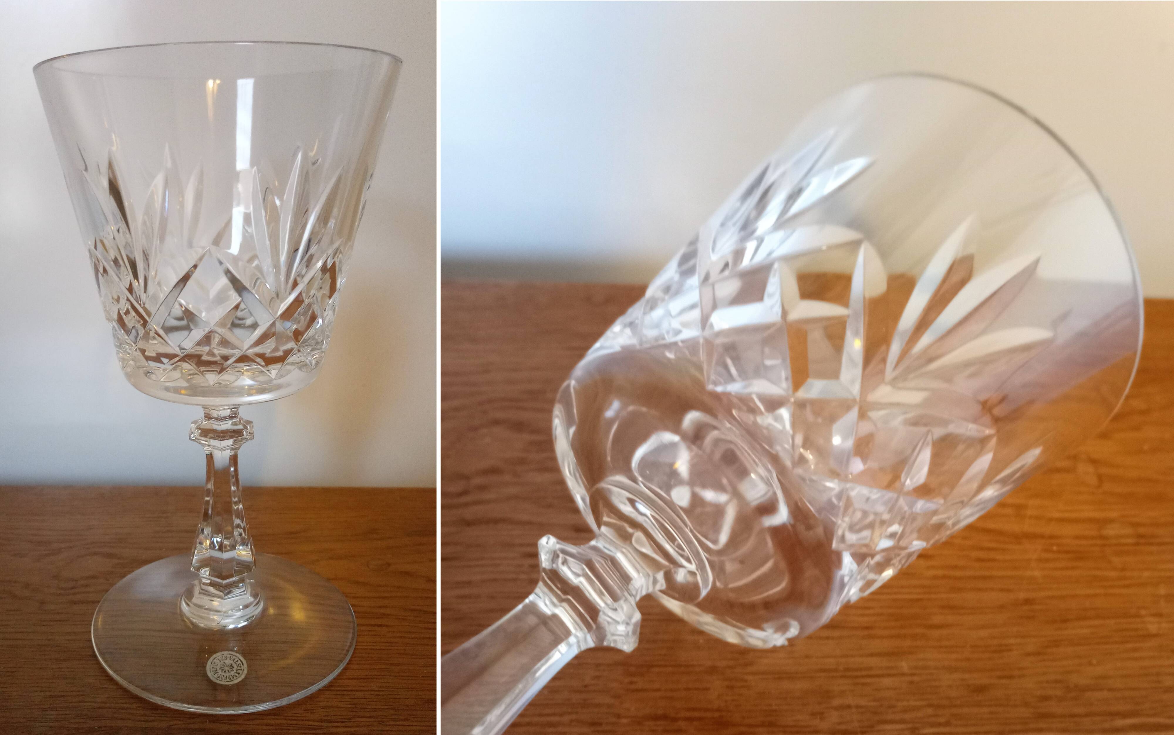 Val St Lambert crystal red wine glasses