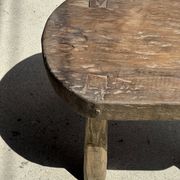 Small stool, oval solid teak accent stool wabi-sabi H26 47x33.
