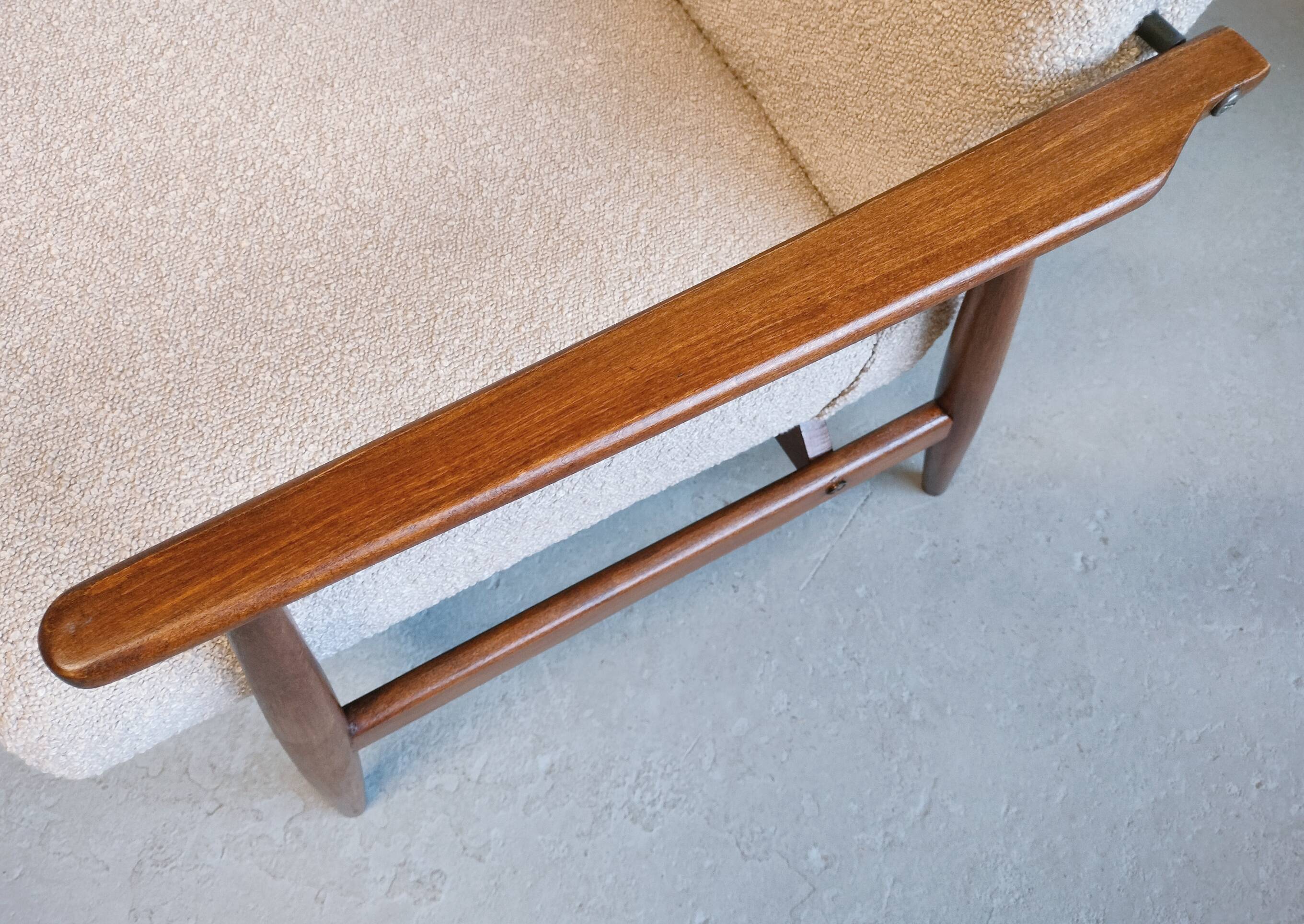 1960 Henryk Lis Mid Century Armchair in Beige Boucle