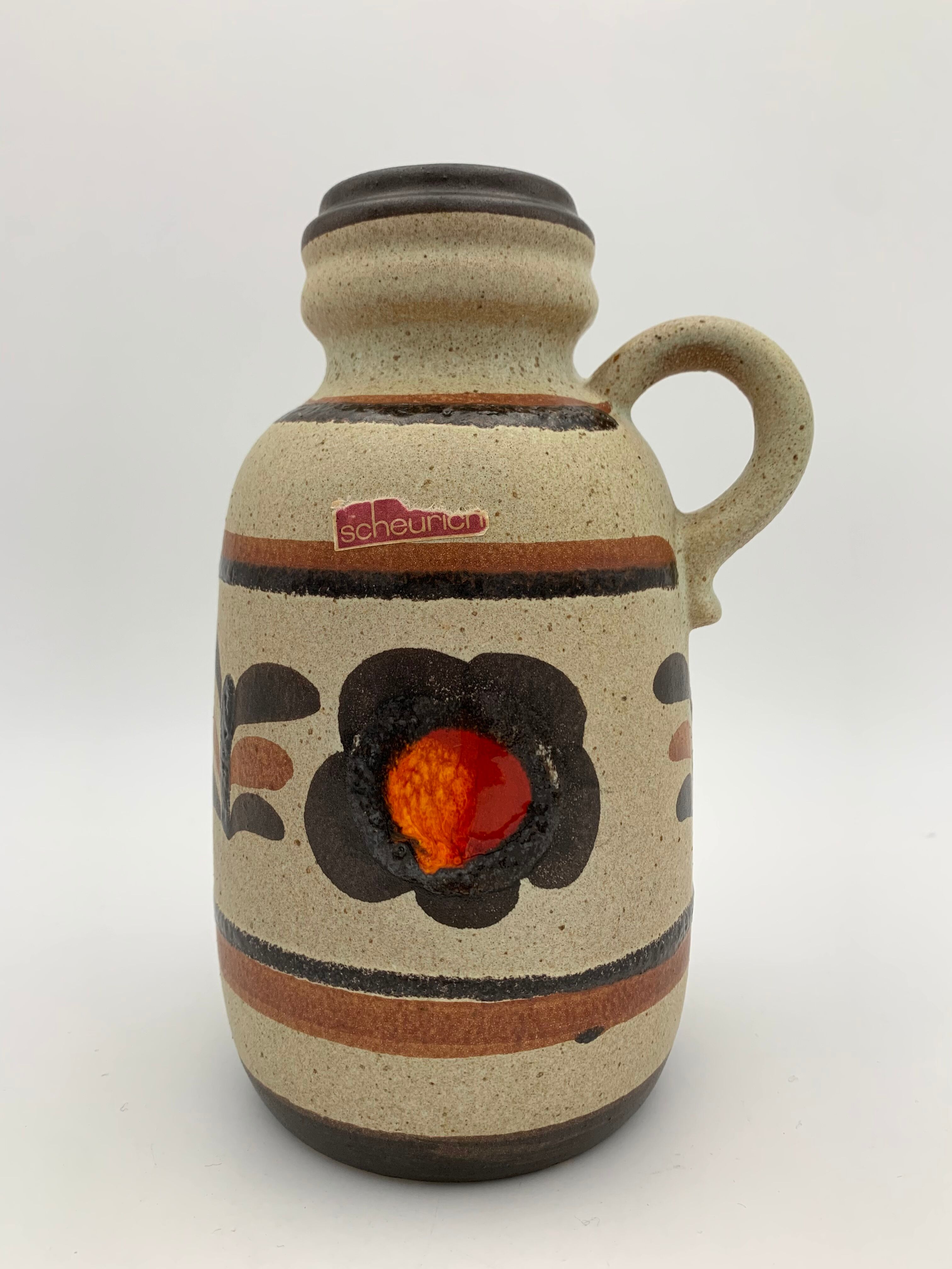 Vintage Scheurich West Germany Ceramic Vase, Numbered 413-20 - 1960s