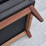 1970s, Danish 2 seater sofa, original condition, furniture leather, solid teak wood.