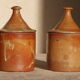 Lot de 5 pots avec son couvercle,  en grès vintage