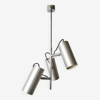 Vintage space age 1970 pendant light in brushed steel