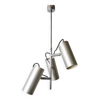 Vintage space age 1970 pendant light in brushed steel