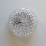 Vintage round chiseled glass ceiling light / wall lamp 1950s 1960s 1970s