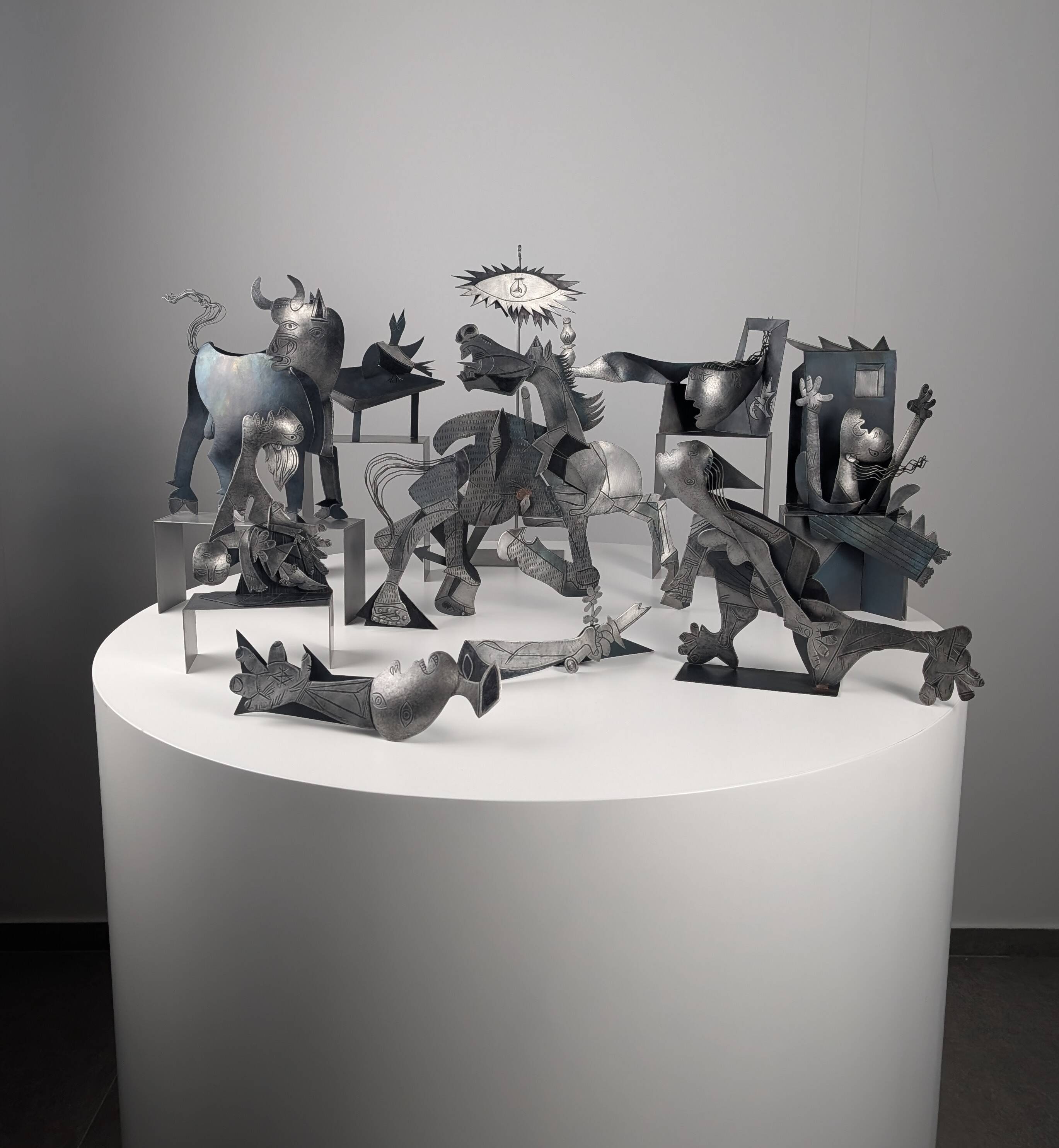 Sculptural Group "After Picasso" in Metal, Guernica Tribute, Late 20th Cent