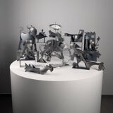 Groupe sculptural « D'après Picasso » en métal, hommage à Guernica, fin du XXe siècle