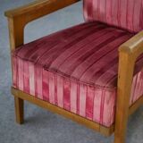 Fauteuil en chêne et velours 1940’s