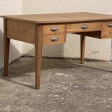 Solid desk in raw oak handles art deco shells
