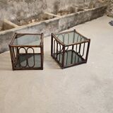 Two rattan and smoked glass tables, 1970