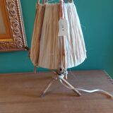 Vintage lamp with raffia lampshade