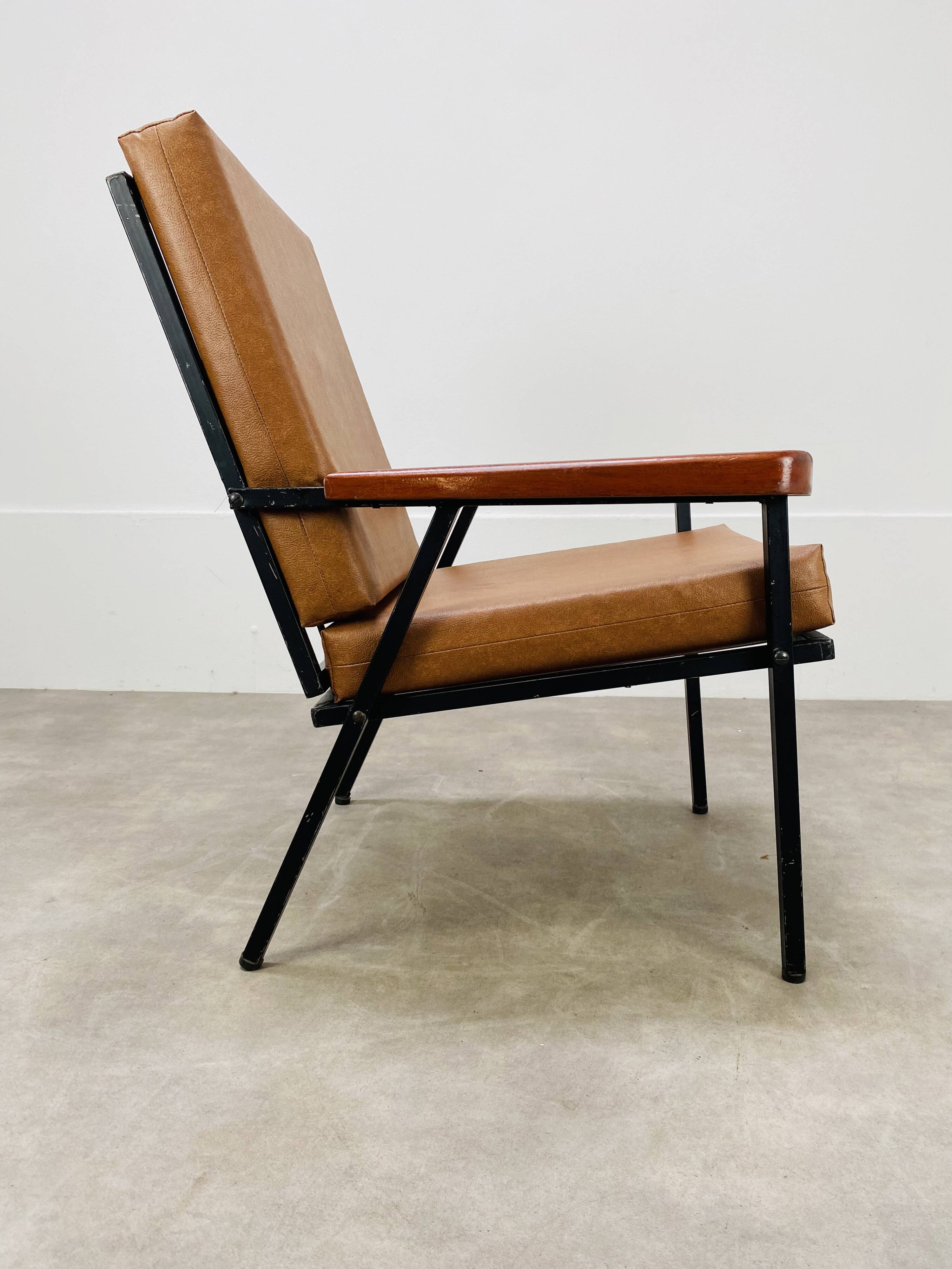 Armchair 50s metal and wood