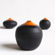 Trio of miniature black and orange ceramics Antonio Lampecco