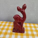 Red earthenware doe Art-Deco style with container