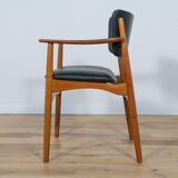 Fauteuil en teck et cuir danois du milieu du siècle, années 1970