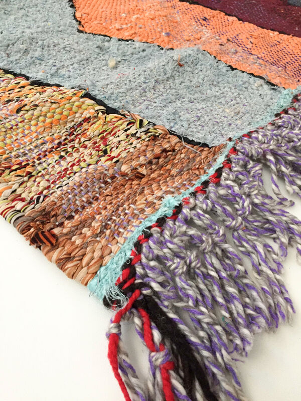 Tapis berbère Kilim Boucherouite graphique multicolore 287x152cm