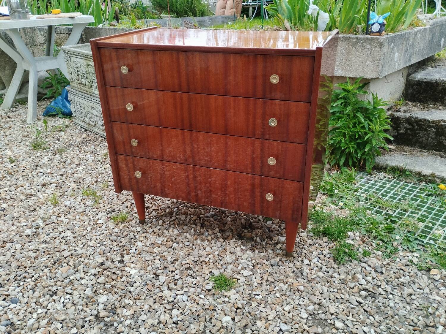 Old vintage chest of drawers with compass foot