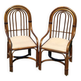 Fauteuil rotin, cannage vintage 1970