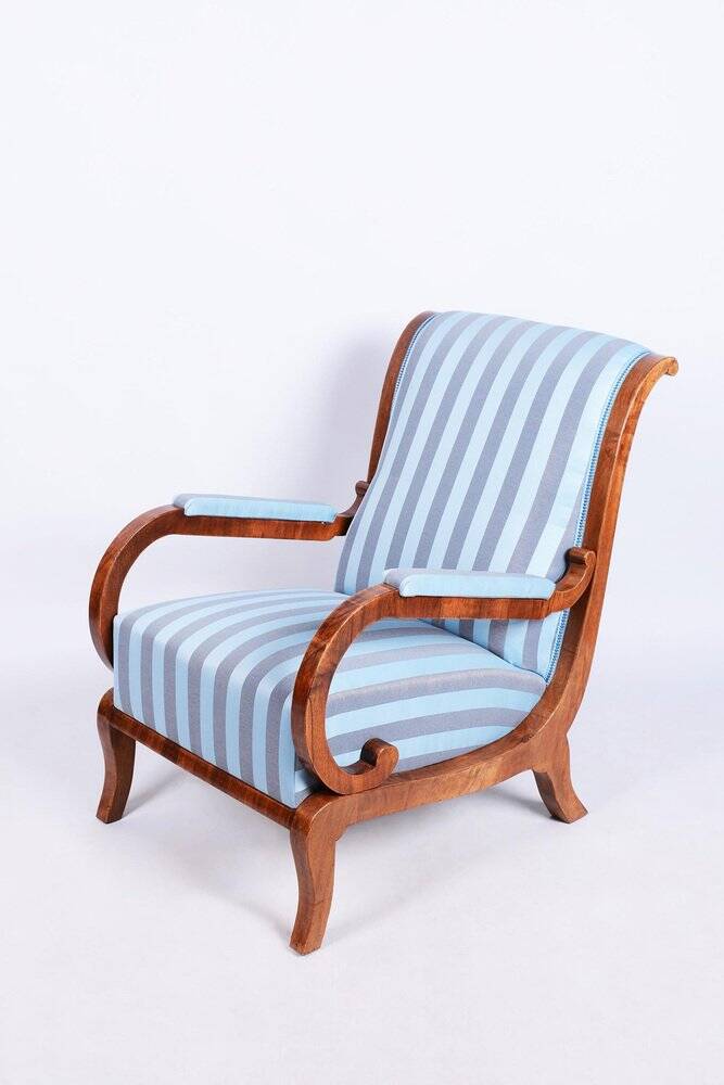 Biedermeier Lounge Chair in Oak, Spruce and Walnut, Austria, 1830s